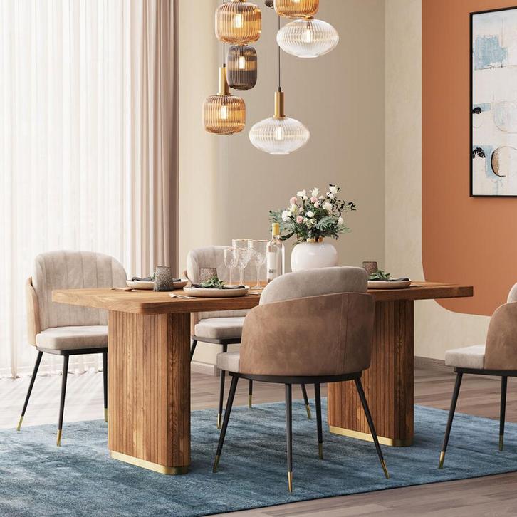 *WOONWINKEL* Kare Design Grace Luxe Eettafel Mangohout Messi, Huis en Inrichting, Tafels | Eettafels, Nieuw, Verzenden