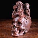 sculptuur, Teschio con Serpenti - 170 mm - Beeldhouwkunst -, Antiek en Kunst, Curiosa en Brocante