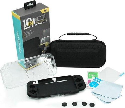 10-in-1 Protective Kit voor Nintendo Switch Lite - Zwart (Ni, Spelcomputers en Games, Spelcomputers | Nintendo Switch, Nieuw, Verzenden