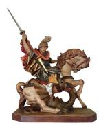 Snijwerk, farbige Holzfigur - Heiliger Georg auf einen Pferd, Antiek en Kunst, Antiek | Boeken en Bijbels