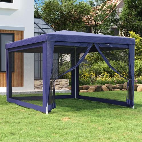 vidaXL Partytent met 4 mesh zijwanden 3x4 m HDPE blauw, Tuin en Terras, Partytenten, Partytent, Nieuw, Verzenden