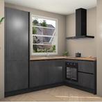 Beton zwarte greeploze keuken Harbin 21835, Verzenden, Nieuw