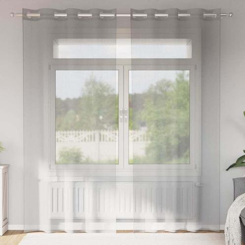 vidaXL Gordijnen voile met doorvoertules 2 st 140x245 cm, Huis en Inrichting, Stoffering | Gordijnen en Lamellen, Grijs, Nieuw