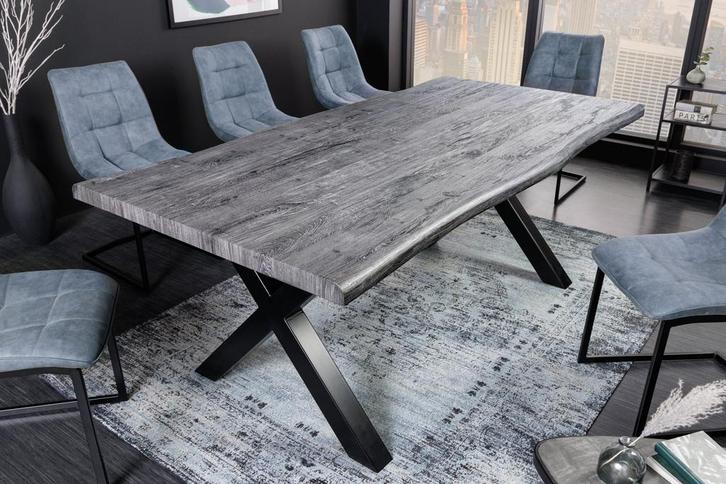 Industriële eettafel WILD 160cm grijs witgekalkt wild eiken, Huis en Inrichting, Tafels | Eettafels, Ophalen of Verzenden