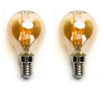 Kogellamp E14 2 stuks | 4W=40W warmwit | 2200K - amber glas, Nieuw, Verzenden