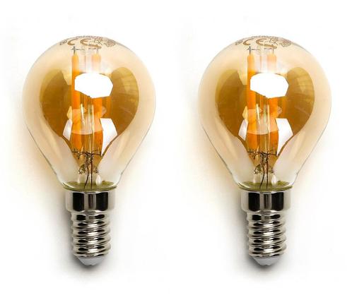 Kogellamp E14 2 stuks | 4W=40W warmwit | 2200K - amber glas, Huis en Inrichting, Lampen | Losse lampen, Nieuw, Verzenden