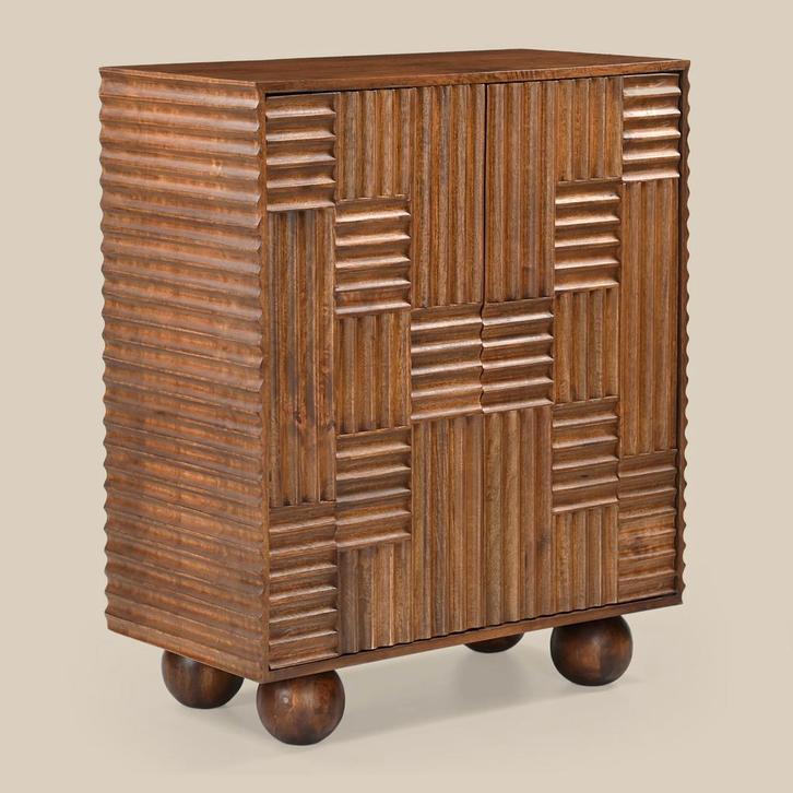 *WOONWINKEL* Smal Dressoir Kastje Met Houtsnijwerk, Huis en Inrichting, Kasten | Wandmeubels, Nieuw, Verzenden