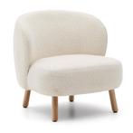 *WOONWINKEL* Kave Home Ulit Fauteuil Wit Boucle Met Houten P, Huis en Inrichting, Fauteuils, Verzenden, Nieuw