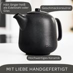 Theepot met filter - Keramiek - 1,3L - RVS - Zwart - STEINZE, Huis en Inrichting, Keuken | Keukenbenodigdheden, Verzenden, Zo goed als nieuw