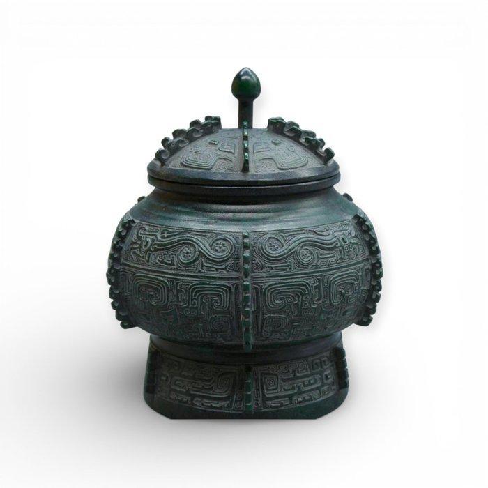 Takaoka-bronzen dekselvaas met Ttetsu-mon ontwerp – Onder, Antiek en Kunst, Antiek | Overige Antiek