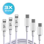 Rocket Sale ® - USB C naar Lightning kabel 3 Pack 2 Meter, Nieuw, Apple iPhone, Ophalen of Verzenden