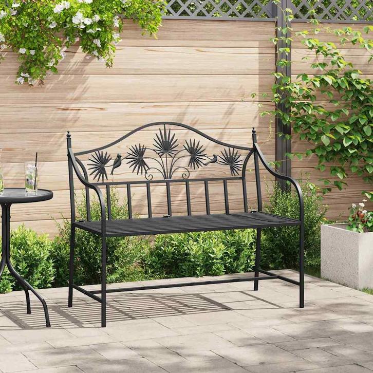 vidaXL Tuinbank Zwart 104 x 54 x 93cm Staal, Tuin en Terras, Tuinbanken, Nieuw, Metaal, Verzenden