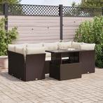 vidaXL 7-delige Loungeset met kussens poly rattan bruin, Tuin en Terras, Verzenden, Nieuw, Rotan, Loungeset