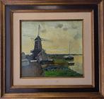 Armand Apol (1879 - 1950) - Aangemeerde botter aan de molen, Antiek en Kunst, Kunst | Schilderijen | Klassiek