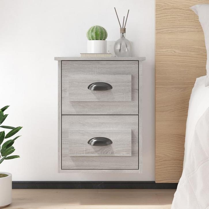 vidaXL Nachtkastjes 2 st wandgemonteerd 41,5x36x53 cm grijs, Huis en Inrichting, Slaapkamer | Nachtkastjes, Nieuw, Minder dan 45 cm