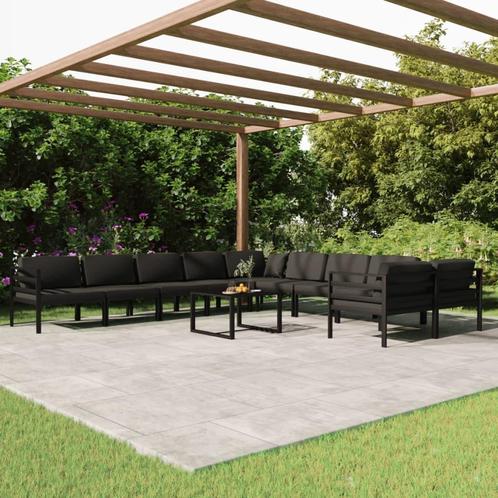 vidaXL 11-delige Loungeset met kussens aluminium, Tuin en Terras, Tuinsets en Loungesets, Loungeset, Nieuw, Aluminium, Verzenden