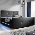 Boxspringbed Oakland - 140 x 200 cm - Zwart - LED Verlichtin, Verzenden, Nieuw