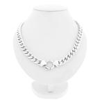 Zilveren gourmetschakel ketting | 43 cm (grote veerring), Ophalen of Verzenden, Gebruikt, Overige kleuren, Zilver