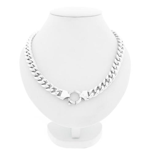 Zilveren gourmetschakel ketting | 43 cm (grote veerring), Sieraden, Tassen en Uiterlijk, Kettingen, Overige kleuren, Gebruikt