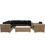 Nissah XL hoek loungeset links 4-delig naturel rotan, Ophalen of Verzenden, Nieuw