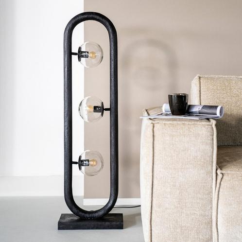 *WOONWINKEL* By-Boo Eris Zwarte Vloerlamp Ovaal Hout, Huis en Inrichting, Lampen | Vloerlampen, Nieuw, Verzenden