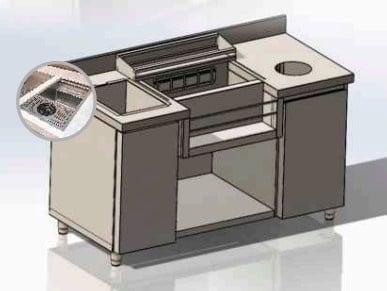 Bar-/Cocktailstation | RVS | Onderbar | Spoelbak +, Zakelijke goederen, Horeca | Keukenapparatuur, Nieuw in verpakking, Verzenden