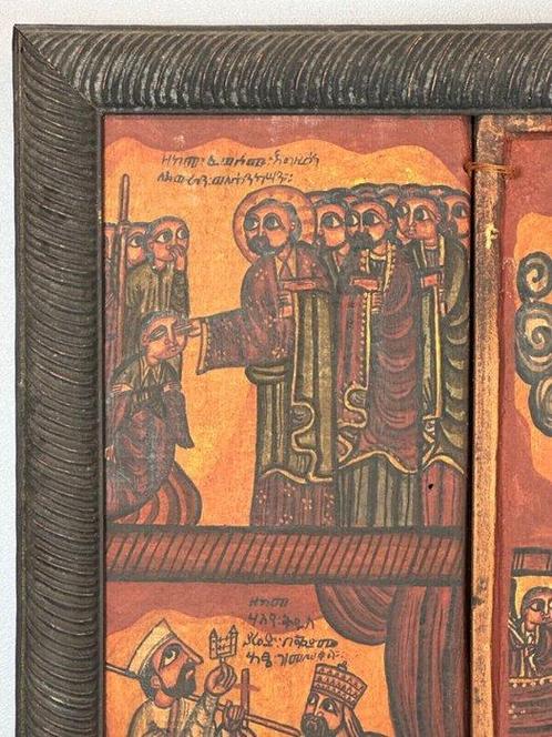 African Framed wooden 19th century Ethiopian Coptic icon -, Antiek en Kunst, Kunst | Niet-Westerse kunst