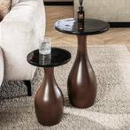 *WOONWINKEL* Ronde Bijzettafel Koperbruin Glas Middel, Huis en Inrichting, Tafels | Bijzettafels, Verzenden, Nieuw