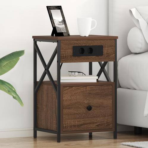 vidaXL Bedside kasten met lade 2 pcs bruin eikenkleur 40 x, Huis en Inrichting, Slaapkamer | Nachtkastjes, Nieuw, Minder dan 45 cm
