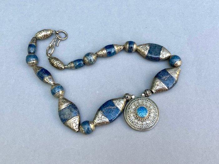 Lapis lazuli - Zilver - Ketting met hanger - Rajasthan, Antiek en Kunst, Kunst | Niet-Westerse kunst