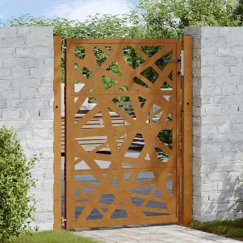 vidaXL Poort met lichtontwerp 105x130 cm weervast staal, Tuin en Terras, Tuinpoorten, Nieuw, Verzenden