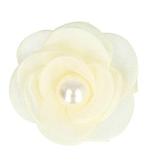 Haarspeld Duckklem 5cm – Roos Bloemvorm met Parel – Creme, Nieuw