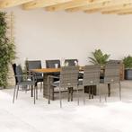 vidaXL 9-delige Tuinset met kussens poly rattan grijs, Tuin en Terras, Tuinsets en Loungesets, Nieuw, 8 zitplaatsen, Tuinset, Verzenden