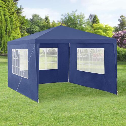 Paviljoen partytent met 4 zijwanden 4x3x2,55 m donkerblauw, Tuin en Terras, Partytenten, Nieuw, Verzenden