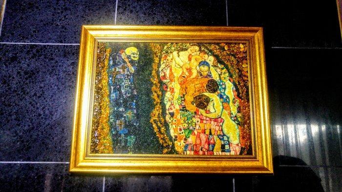 100% natuurlijk - Barnsteen - Baltic Amber mosaic - Klimt, Verzamelen, Dierenverzamelingen