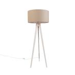 Vloerlamp tripod wit met stoffen kap lichtbruin 50cm -, Huis en Inrichting, Nieuw, Overige materialen, Landelijk, 100 tot 150 cm
