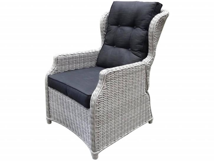 Ibiza XL lounge tuinstoel verstelbaar wit grijs, Tuin en Terras, Tuinsets en Loungesets, Nieuw, Wicker, Ophalen of Verzenden