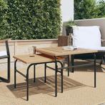 vidaXL 2-delige Tuintafeltjesset staal bruin en zwart, Tuin en Terras, Verzenden, Nieuw, Metaal