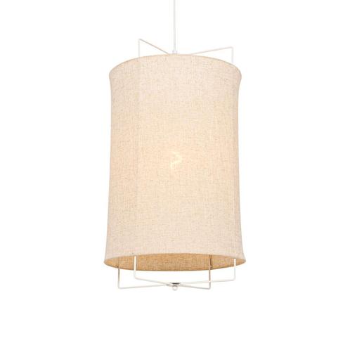 Design hanglamp wit met beige kap - Rich, Huis en Inrichting, Lampen | Hanglampen, Nieuw, Overige materialen, 75 cm of meer