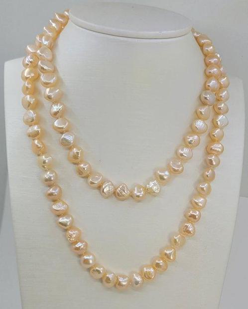 Zonder Minimumprijs - Halsketting 9x11mm Roze Edison Parels, Sieraden, Tassen en Uiterlijk, Kettingen