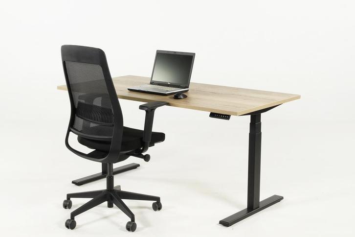 Zit sta bureau YOUP02 zwart eiken 200x80, Huis en Inrichting, Bureaus, Ophalen of Verzenden