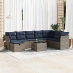 vidaXL 9-delige Loungeset met kussens poly rattan grijs, Tuin en Terras, Tuinsets en Loungesets, Meer dan 8 zitplaatsen, Nieuw
