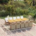 vidaXL 11-delige Tuinset met kussens poly rattan beige, Verzenden, Nieuw, Rotan, Tuinset