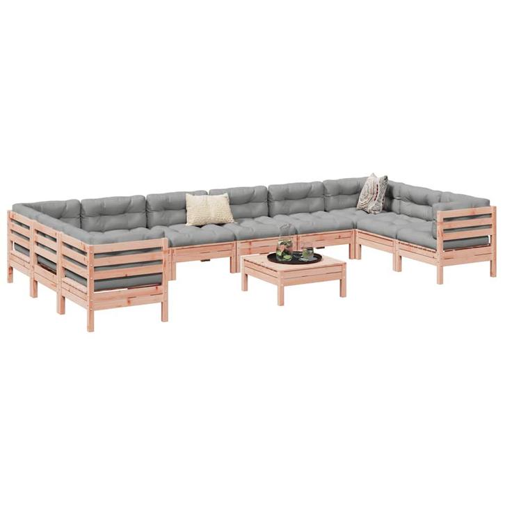 vidaXL 11-delige Loungeset met kussens massief douglas, Tuin en Terras, Tuinsets en Loungesets, Loungeset, Nieuw, Verzenden