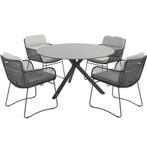 Aprilla Locarno dining tuinset 130 cm rond 5 delig HPL, Ophalen of Verzenden, Nieuw