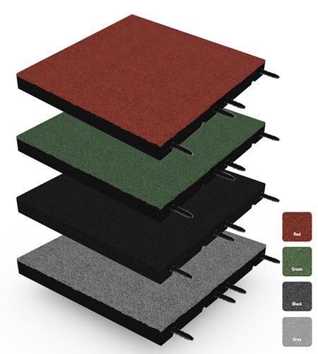 Rubber tegel met pen- en gat verbinding 50x50 cm - 55 mm, Tuin en Terras, Tegels en Klinkers, Verzenden