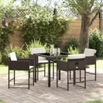 vidaXL 5-delige Tuinset met Kussens Bruin Poly Rattan, Tuin en Terras, Verzenden, Nieuw, Rotan, Tuinset