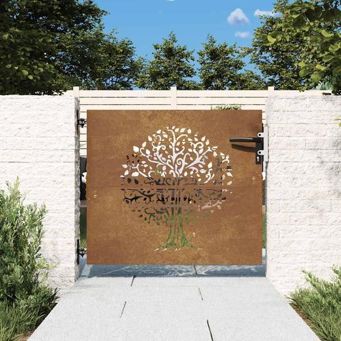 vidaXL Poort 85x100 cm boomontwerp cortenstaal, Tuin en Terras, Tuinpoorten, Nieuw, Verzenden