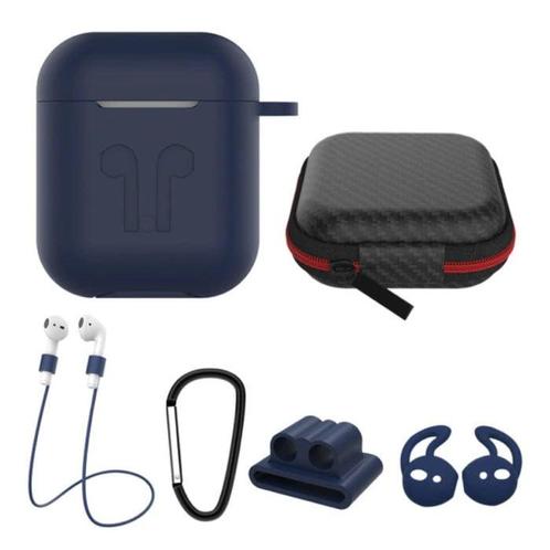 6 in 1 Kit voor AirPods 1 / 2 Blauw - Hoesje / Anti-Lost, Telecommunicatie, Mobiele telefoons | Hoesjes en Frontjes | Overige merken