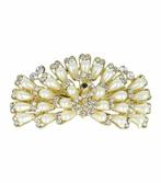 Haarspeld Pauw Vogel Parel Strass Metaal 8,5cm Goud, Nieuw